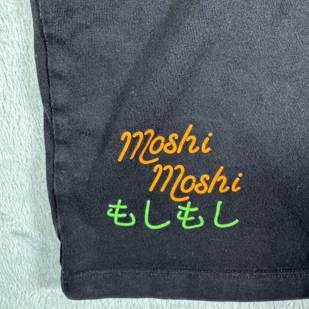 Moshi Moshi Shirt Mens Small Black Graphic Print Ramen Noodle Tiger Koi Fish - Picture 7 of 10